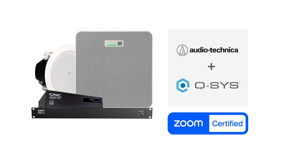 El array de techo ATND1061DAN de Audio-Technica en combinación con el sistema Q-SYS obtiene la certificación Zoom Rooms